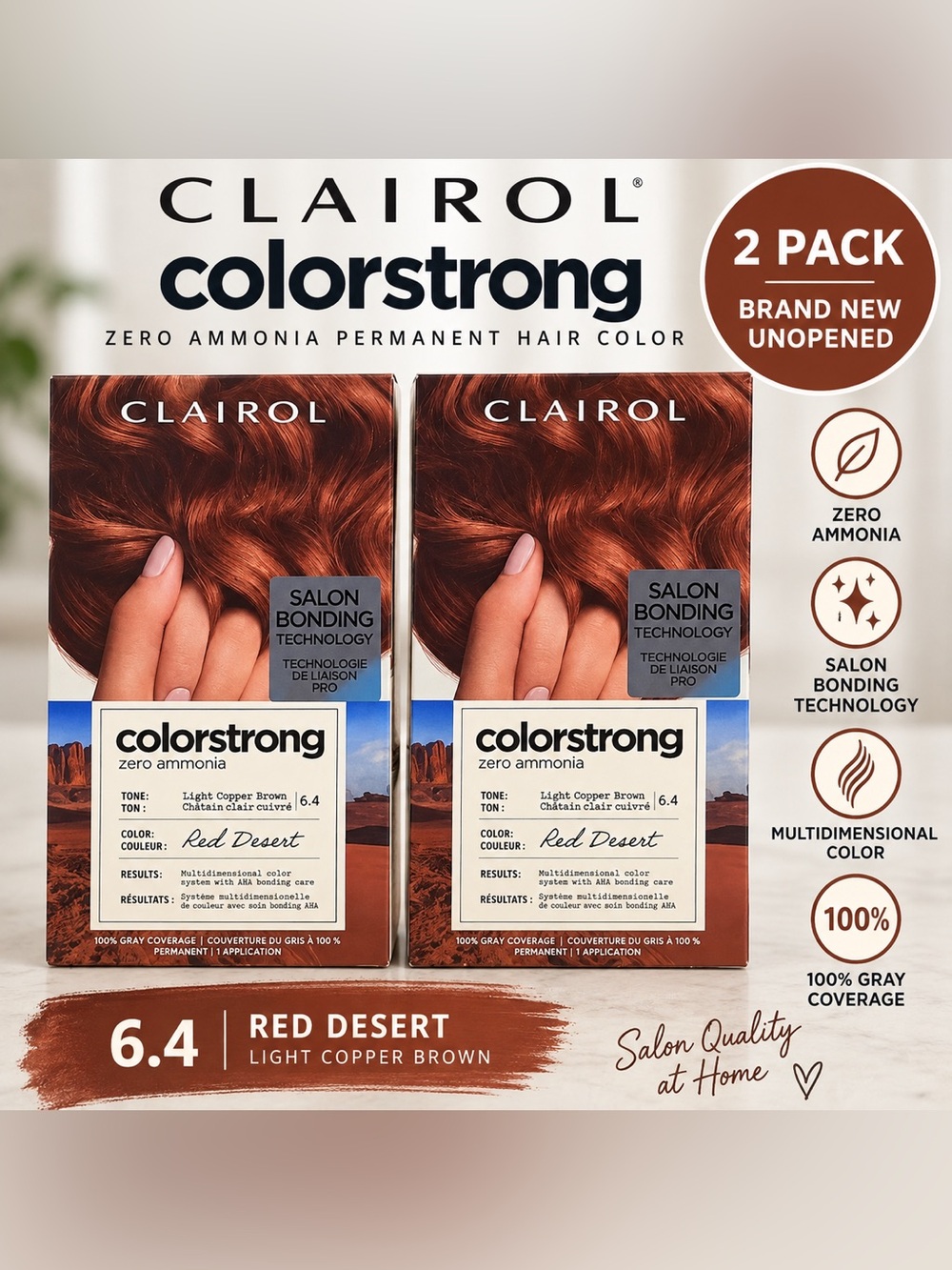Clairol ColorStrong 6.4 Red Desert Hair Color 2 Pack NEW Sealed